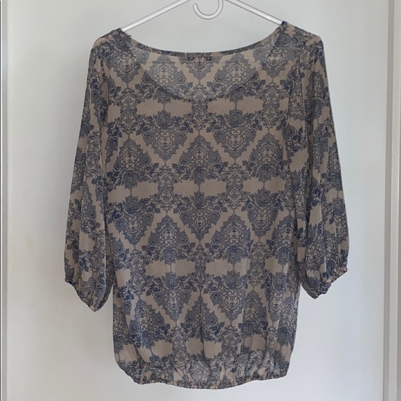 PAISLEY FLORAL PRINT CHIFFON LIKE BLOUSE - Picture 2 of 4